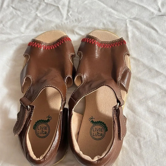 Livie And Luca Brown Sandal Kids Stego Tod Toffee Sz 13 Preppy Unisex Comfort - Picture 8 of 9